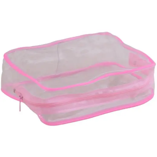 PVC Stationery Cosmetic Case Pink Flat